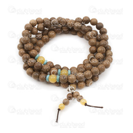 1110-5206 - Wood Rosary Mala Round Wenge Wood 8mm Brown With 3 Spacer Beads Buddha Bracelet on elastic cord 1pcs  108 beads 1110-5206,Malas Rosary,1pcs,Rosary,Mala,Wood,Wood,8MM,Round,Round,Wenge Wood,Brown,Brown,With 3 Spacer Beads,China,montreal, quebec, canada, beads, wholesale