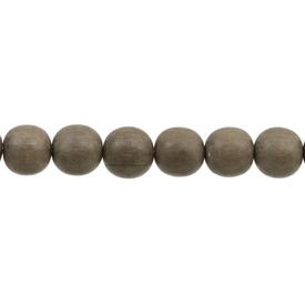 1110-6000-02 - Wood Bead Graywood Round 6MM 16'' String Philippines 1110-6000-02,montreal, quebec, canada, beads, wholesale