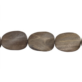 1110-6009-02 - Wood Bead Graywood Flat Rectangle Twisted 31X40MM 16'' String Philippines 1110-6009-02,Wood,16'' String,Bead,Graywood,Wood,Wood,31X40MM,Flat Rectangle,Twisted,Grey,Philippines,16'' String,montreal, quebec, canada, beads, wholesale