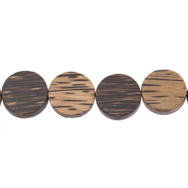 1110-6010-06 - Wood Bead Old Palmwood Coin 9X19MM 16'' String Philippines 1110-6010-06,1110-60,Bead,Old Palmwood,Wood,Wood,9X19MM,Round,Coin,Brown,Philippines,16'' String,montreal, quebec, canada, beads, wholesale