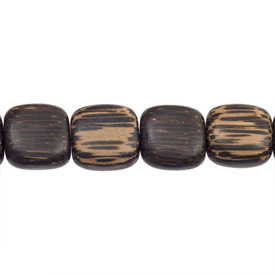 1110-6013-06 - Wood Bead Old Palmwood Square Round Corners 17MM 16'' String Philippines 1110-6013-06,montreal, quebec, canada, beads, wholesale