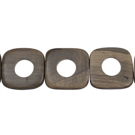 1110-6015-02 - Wood Bead Graywood Donut Square 35MM 16'' String Philippines 1110-6015-02,1110-60,Donut,Bead,Graywood,Wood,Wood,35MM,Donut,Square,Grey,Philippines,16'' String,montreal, quebec, canada, beads, wholesale