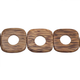 1110-6015-04 - Wood Bead Palmwood Donut Square 35MM 16'' String Philippines 1110-6015-04,Beads,Wood,Exotic,Bead,Palmwood,Wood,Wood,35MM,Donut,Square,Brown,Philippines,16'' String,montreal, quebec, canada, beads, wholesale
