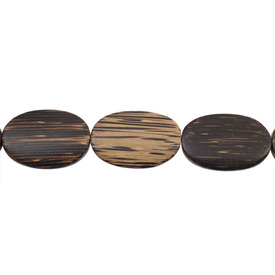 1110-6016-06 - Wood Bead Old Palmwood Oval Flat 28X40MM 16'' String Philippines 1110-6016-06,bille bois,Wood,Oval,Bead,Old Palmwood,Wood,Wood,28X40MM,Oval,Flat,Brown,Philippines,16'' String,montreal, quebec, canada, beads, wholesale