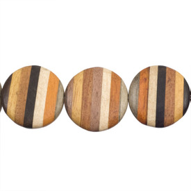 1110-6020 - Wood Bead Round Flat 24MM Striped 10pcs Philippines 1110-6020,Bead,Wood,Wood,24MM,Round,Round,Flat,Mix,Striped,Philippines,10pcs,montreal, quebec, canada, beads, wholesale