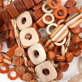 1110-6099-10 - Wood Bead Assortment Color-Size-Shape 10 strings Philippines 1110-6099-10,1110-60,montreal, quebec, canada, beads, wholesale