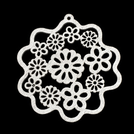 *DB-1110-8003-06 - Wood Pendant Flower Fancy 55MM Silver 10pcs *DB-1110-8003-06,Pendants,Wood,Pendant,Wood,Wood,55MM,Flower,Flower,Fancy,Grey,Silver,China,Dollar Bead,10pcs,montreal, quebec, canada, beads, wholesale