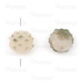 1110-9150-0114 - Graine Bodhi Bille Lotus 14x14mm Motif Sculpte Blanc-Vert Trou 1.5mm 2pcs 1110-9150-0114,Billes,Bois,montreal, quebec, canada, beads, wholesale