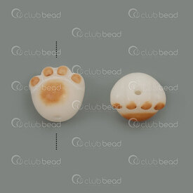 1110-9150-0212 - Graine Bodhi Bille Empreinte de Patte 12x13x12mm Motif Sculpte Blanc-Brun Trou 1.5mm 6pcs 1110-9150-0212,Billes,Bois,montreal, quebec, canada, beads, wholesale