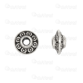 1111-0196-2-OXWH - Metal Bead Round With Engraved Design 6,5mm Antique Nickel 1.5mm Hole 100pcs , WITH EDGE 1111-0196-2-OXWH,Beads,grave,montreal, quebec, canada, beads, wholesale