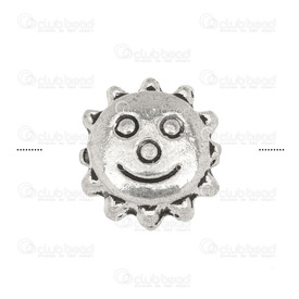 1111-0198-WH - Metal Bead Sun Smiley Face 11mm Antique Nickel 20pcs 1111-0198-WH,Beads,Metal,Others,Bead,Metal,Metal,11MM,Round,Sun,Smiley Face,Antique Nickel,China,20pcs,montreal, quebec, canada, beads, wholesale