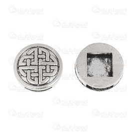 1111-0272 - Metal Bead Round With Celtic Symbol 18x5mm Antique Nickel Flat Back 10x2mm Hole 5pcs 1111-0272,Beads,Metal,5pcs,Bead,Metal,Metal,18x5mm,Round,Round,With Celtic Symbol,Antique Nickel,Flat Back,10x2mm Hole,China,montreal, quebec, canada, beads, wholesale