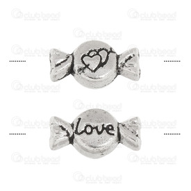 1111-0278 - Metal Bead Candy Inscription: Love 11x6mm Grey 1mm Hole 50pcs 1111-0278,is,Metal,Bead,Metal,Metal,11X6MM,Candy,Inscription: Love,Grey,Grey,1mm Hole,China,50pcs,montreal, quebec, canada, beads, wholesale