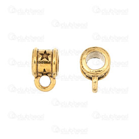 1111-0282-GL - Metal Bead Tube 5x5.5mm Star Design 3mm hole with Loop Gold 50pcs 1111-0282-GL,billes 3mm,montreal, quebec, canada, beads, wholesale