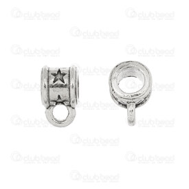 1111-0282-WH - Metal Bead Tube 5x5.5mm Star Design 3mm hole with Loop Natural 50pcs 1111-0282-WH,billes 3mm,montreal, quebec, canada, beads, wholesale
