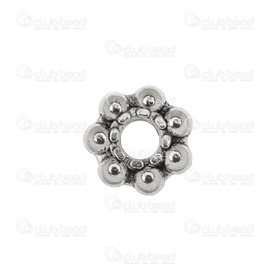 1111-0316-WH - Metal Bead Daisy 12X3MM Antique Silver 4mm Hole 30pcs 1111-0316-WH,Beads,Metal,30pcs,Bead,Metal,Metal,12X3MM,Round,Daisy,Antique Silver,4mm Hole,30pcs,montreal, quebec, canada, beads, wholesale