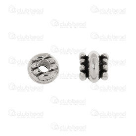 1111-0322-WH - Metal Bead Spacer Round Double 6x5.5mm Antique With Lines 2mm Hole 50pcs 1111-0322-WH,Metal,50pcs,Bead,Spacer,Metal,Metal,6x5.5mm,Round,Round,Double,Grey,Antique,With Lines,2mm Hole,montreal, quebec, canada, beads, wholesale