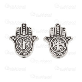 1111-0478-04 - Spirituel Metal Bille Main de Fatima 15x12.5x3mm avec Motif Trou 1.2mm Naturel 20pcs 1111-0478-04,main,montreal, quebec, canada, beads, wholesale