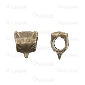 1111-0482 - Metal Bead Wolf Head 10.5x9mm Antique Brass 4mm Hole 20pcs 1111-0482,Clearance by Category,Metal,20pcs,Bead,Metal,Metal,10.5x9mm,Wolf Head,Antique Brass,4mm Hole,20pcs,montreal, quebec, canada, beads, wholesale