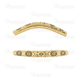 1111-0498-GL - Metal Bead Curved Tube With Engraved Flower 36.5x8.5mm Gold 10pcs 1111-0498-GL,Beads,Metal,10pcs,Bead,Metal,Metal,36.5x8.5mm,Curved Tube,With Engraved Flower,Gold,China,10pcs,montreal, quebec, canada, beads, wholesale