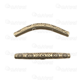 1111-0498-OXBR - Metal Bead Curved Tube With Engraved Flower 36.5x8.5mm Antique Brass 10pcs 1111-0498-OXBR,Beads,Metal,Brass,Bead,Metal,Metal,36.5x8.5mm,Curved Tube,With Engraved Flower,Antique Brass,China,10pcs,montreal, quebec, canada, beads, wholesale