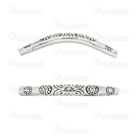 1111-0498 - Metal Fancy Curve Tube Nickel 36.5X8.5MM 10pcs 1111-0498,Beads,Metal,Others,Bead,Metal,Metal,36.5x8.5mm,Curved Tube,With Engraved Flower,Antique Nickel,1mm Hole,10pcs,montreal, quebec, canada, beads, wholesale
