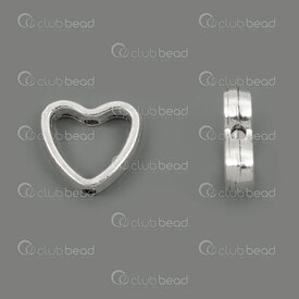 1111-0820-12WH - Metal Bille Anneau Cœur 10.5x12mm Diametre Interieur 7x7mm Trou 1.2mm Naturel 30pcs 1111-0820-12WH,Billes,Métal,Formes géométriques,montreal, quebec, canada, beads, wholesale