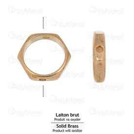 1111-0828-BR - Brass Bead Ring Hexagone 10x11x2.5mm Inner Diameter 8.5mm 1mm Hole Natural Brass Color 40pcs 1111-0828-BR,montreal, quebec, canada, beads, wholesale