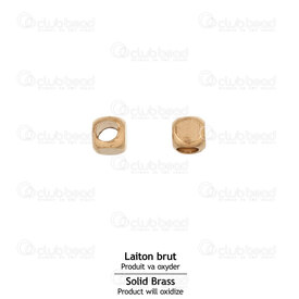 1111-1101-C02 - Laiton Brut Bille Cube 2mm Naturel Trou 1.2mm 50pcs 1111-1101-C02,Billes,Métal,montreal, quebec, canada, beads, wholesale