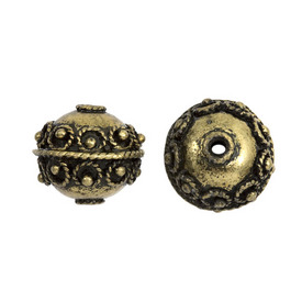 1111-1300-OXBR - Metal Bead Round Fancy 18MM Antique Brass 10pcs 1111-1300-OXBR,montreal, quebec, canada, beads, wholesale
