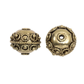1111-1300-OXGL - Metal Bead Round Fancy 18MM Antique Gold 10pcs 1111-1300-OXGL,montreal, quebec, canada, beads, wholesale