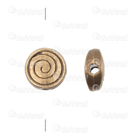1111-1302-2-OXBR - Metal Bead Coin Spiraled, 8x8x4mm nickel free nickel 50pcs 1111-1302-2-OXBR,bead coin,montreal, quebec, canada, beads, wholesale