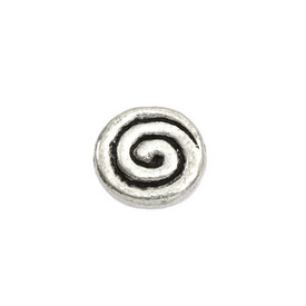 1111-1302-OXWH - Metal Bead Coin Spiraled 10mm Antique Nickel 50pcs 1111-1302-OXWH,montreal, quebec, canada, beads, wholesale