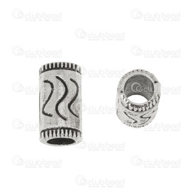 1111-1334-OXWH - Metal Bead Fancy Tube With Engraved Design 10x5mm Antique Nickel 3.5mm Hole 30pcs 1111-1334-OXWH,1111-,30pcs,Bead,Fancy,Metal,Metal,10X5MM,Cylindre,Tube,With Engraved Design,Antique Nickel,3.5mm Hole,China,30pcs,montreal, quebec, canada, beads, wholesale