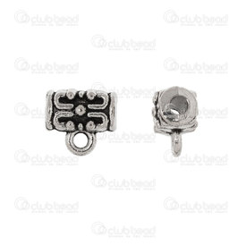 1111-1336-WH - Metal Bead Tube Fancy Design 7x4mm with loop 1.5mm Hole Nickel 50pcs 1111-1336-WH,Metal bead with loop,montreal, quebec, canada, beads, wholesale