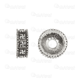 1111-2004-10MM - Metal Bead Spacer With Swastika Symbol 10x4mm Antique Nickel 20pcs  Tibetan Style 1111-2004-10MM,Findings,20pcs,Metal,Bead,Spacer,Metal,Metal,6X4MM,With Swastika Symbol,Grey,Antique Nickel,China,20pcs,Tibetan Style,montreal, quebec, canada, beads, wholesale