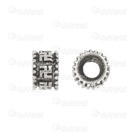 1111-2004-6MM - Metal Bead Spacer With Swastika Symbol 6x4mm Antique Nickel 20pcs  Tibetan Style 1111-2004-6MM,Findings,20pcs,Metal,Bead,Spacer,Metal,Metal,8X4MM,With Swastika Symbol,Grey,Antique Nickel,China,20pcs,Tibetan Style,montreal, quebec, canada, beads, wholesale