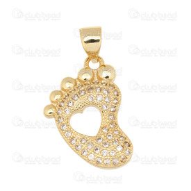 1111-5000-004 - Metal Pendant With Bail Baby foot With hearth in center 12x20mm Gold With Cubic Zirconia Stones 1pc 1111-5000-004,Pierres mat,1pc,Pendant,With Bail,Metal,Metal,12X20MM,Baby foot,With hearth in center,Gold,With Cubic Zirconia Stones,China,1pc,montreal, quebec, canada, beads, wholesale