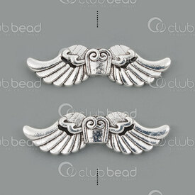 1111-5012-018 - Spiritual Metal Bead Angel Wings 34x10x4mm 1.5mm hole Nickel 10pcs 1111-5012-018,Pendants,Metal,montreal, quebec, canada, beads, wholesale