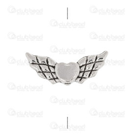 1111-5012-18OXWH - Spiritual Metal bead angel's wing with heart 21.5x9mm antique nickel 50pcs 1111-5012-18OXWH,Beads,Metal,Others,montreal, quebec, canada, beads, wholesale