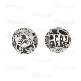 1111-5032 - Metal bead fancy hollow \"OM\" sign, 14MM, antique nickel 5pcs 1111-5032,bille 14mm,montreal, quebec, canada, beads, wholesale