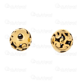 1111-5037-08OXGL - Metal Bead Round 8mm Fancy Design 1.5mm Hole Antique Gold 20pcs 1111-5037-08OXGL,Antique,montreal, quebec, canada, beads, wholesale