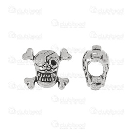1111-5200-024 - big hole metal bead, SKULL nickel fre nickel 12.5*15*7.5mm 5mm hole, 2.49g 10pcs 1111-5200-024,SKU,montreal, quebec, canada, beads, wholesale