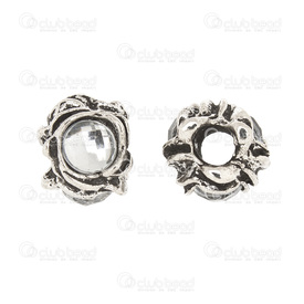 *1111-5200-034 - Metal Bead European Style Fancy Flower 10x13mm Antique Nickel With Clear Acrylic Cabochons 4.5mm Hole 5pcs *1111-5200-034,European style,Bead,European Style,Metal,Metal,10X13MM,Round,Fancy Flower,Antique Nickel,With Clear Acrylic Cabochons,4.5mm Hole,China,5pcs,montreal, quebec, canada, beads, wholesale