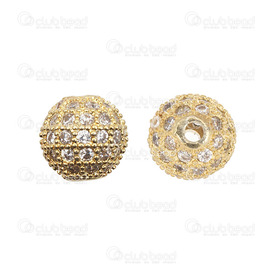 1111-5203-006 - Brass Bead Fancy Round 8mm Gold With Cubic Zirconia Stones 1pc 1111-5203-006,Beads,1pc,Bead,Fancy,Metal,Brass,8MM,Round,Round,Gold,With Cubic Zirconia Stones,China,1pc,montreal, quebec, canada, beads, wholesale
