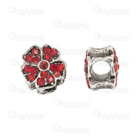 1111-5211-004 - Metal Bead European Style Flower With Rhinestones 9x10mm Red 5mm Hole 5pcs 1111-5211-004,Bead,European Style,Metal,Metal,9X10MM,Flower,Flower,With Rhinestones,Red,5mm Hole,China,5pcs,montreal, quebec, canada, beads, wholesale