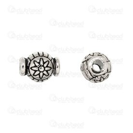 1111-5211-10WH - Metal Fancy Bead Barrel 9x6.5x7mm Flower Design 2mm hole nickel 30pcs 1111-5211-10WH,montreal, quebec, canada, beads, wholesale