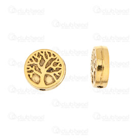 1111-5212-08GL - Spiritual Metal bead Tree of life 9.5x3mm 1mm hole Gold 30pcs 1111-5212-08GL,montreal, quebec, canada, beads, wholesale