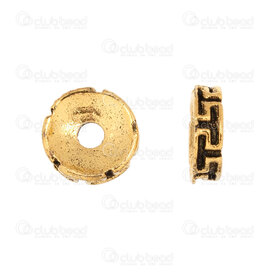1111-5212-12OXGL - Metal Bead Spacer Rondelle Concave 8.5x2.5mm Antique Gold With Greek Key Design 2mm Hole 50pcs 1111-5212-12OXGL,Rondelle,montreal, quebec, canada, beads, wholesale