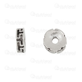 1111-5212-12OXWH - Metal Bead Spacer Rondelle Concave 8.5x2.5mm Antique Nickel With Greek Key Design 2mm Hole 50pcs 1111-5212-12OXWH,Beads,50pcs,Bead,Spacer,Metal,Metal,8.5x2.5mm,Round,Rondelle,Concave,Grey,Antique Nickel,With Greek Key Design,2mm Hole,montreal, quebec, canada, beads, wholesale